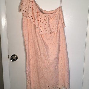 Loft Light Pink Eyelet - One Shoulder Dress